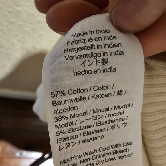 J.Crew Womens M Vintage Rib Cream Soft Long Sleeve Cotton Cabincore Preppy - Picture 6 of 7